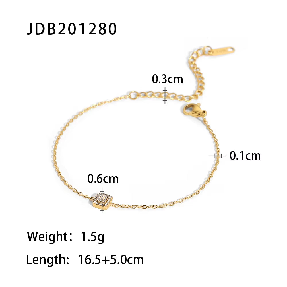 Maximalist Dipped with Cubic Zirconia Gemstones Stainless Steel Bracelet for Women Jewelry Gift Bracelet Waterproof Jewel