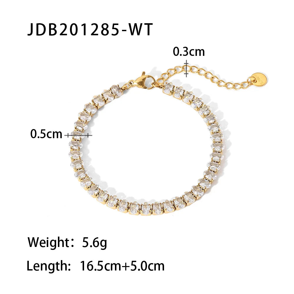 Maximalist Dipped with Cubic Zirconia Gemstones Stainless Steel Bracelet for Women Jewelry Gift Bracelet Waterproof Jewel