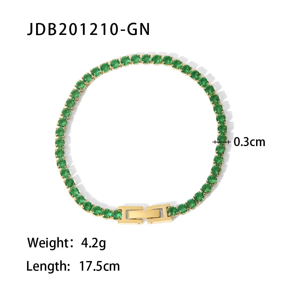 Maximalist Dipped with Cubic Zirconia Gemstones Stainless Steel Bracelet for Women Jewelry Gift Bracelet Waterproof Jewel