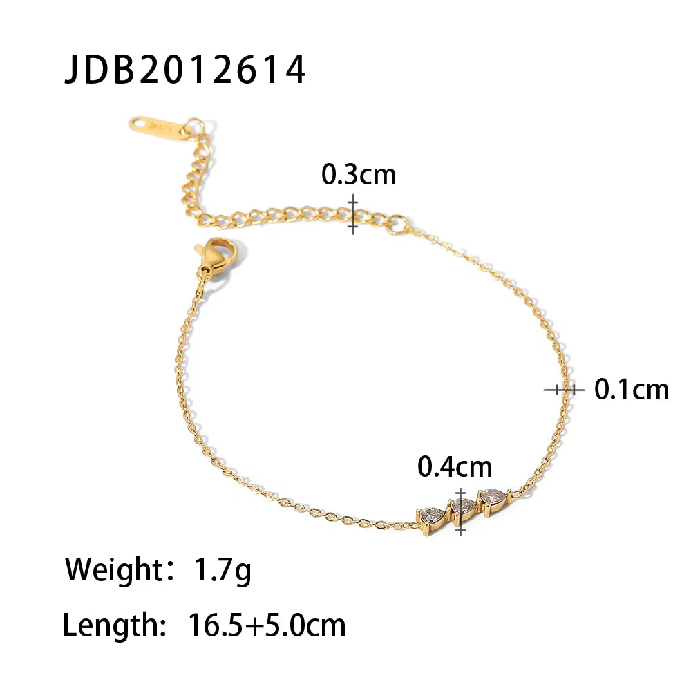 Maximalist Dipped with Cubic Zirconia Gemstones Stainless Steel Bracelet for Women Jewelry Gift Bracelet Waterproof Jewel