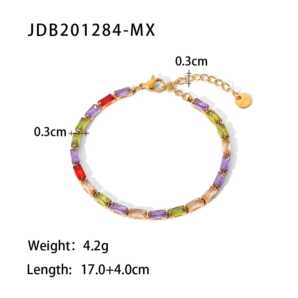 Maximalist Dipped with Cubic Zirconia Gemstones Stainless Steel Bracelet for Women Jewelry Gift Bracelet Waterproof Jewel
