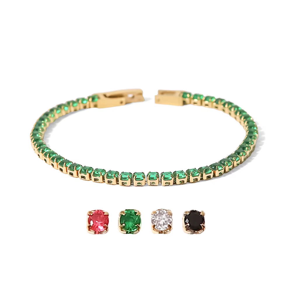 Maximalist Dipped with Cubic Zirconia Gemstones Stainless Steel Bracelet for Women Jewelry Gift Bracelet Waterproof Jewel