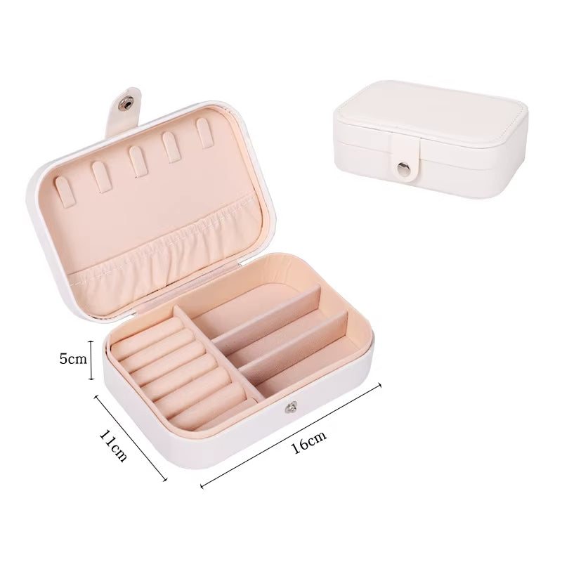 Portable Jewelry Box Jewelry Organizer Display Travel Jewelry Case Boxes Button Leather Storage Zipper Jewelers Joyero