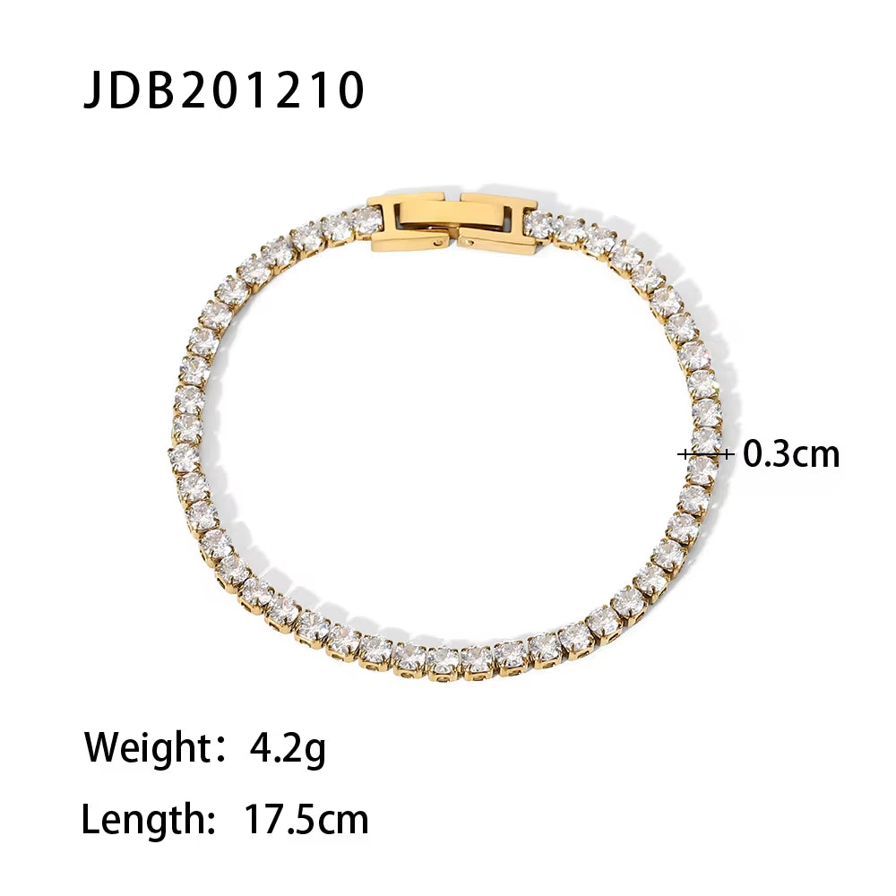 Maximalist Dipped with Cubic Zirconia Gemstones Stainless Steel Bracelet for Women Jewelry Gift Bracelet Waterproof Jewel
