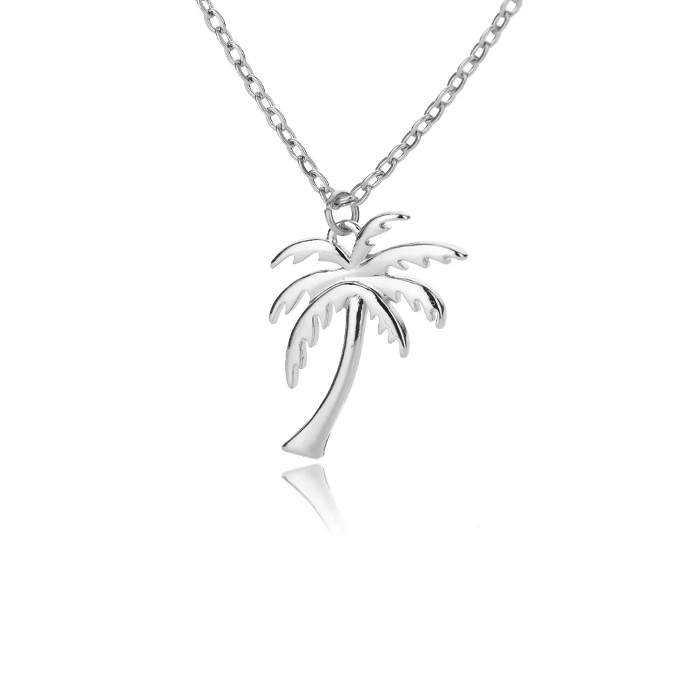 Coconut Palm Tree Necklace for Women Dainty Stainless Steel Palm Necklace Bohomian Jewelry Summer Ocean Beach Accessories
