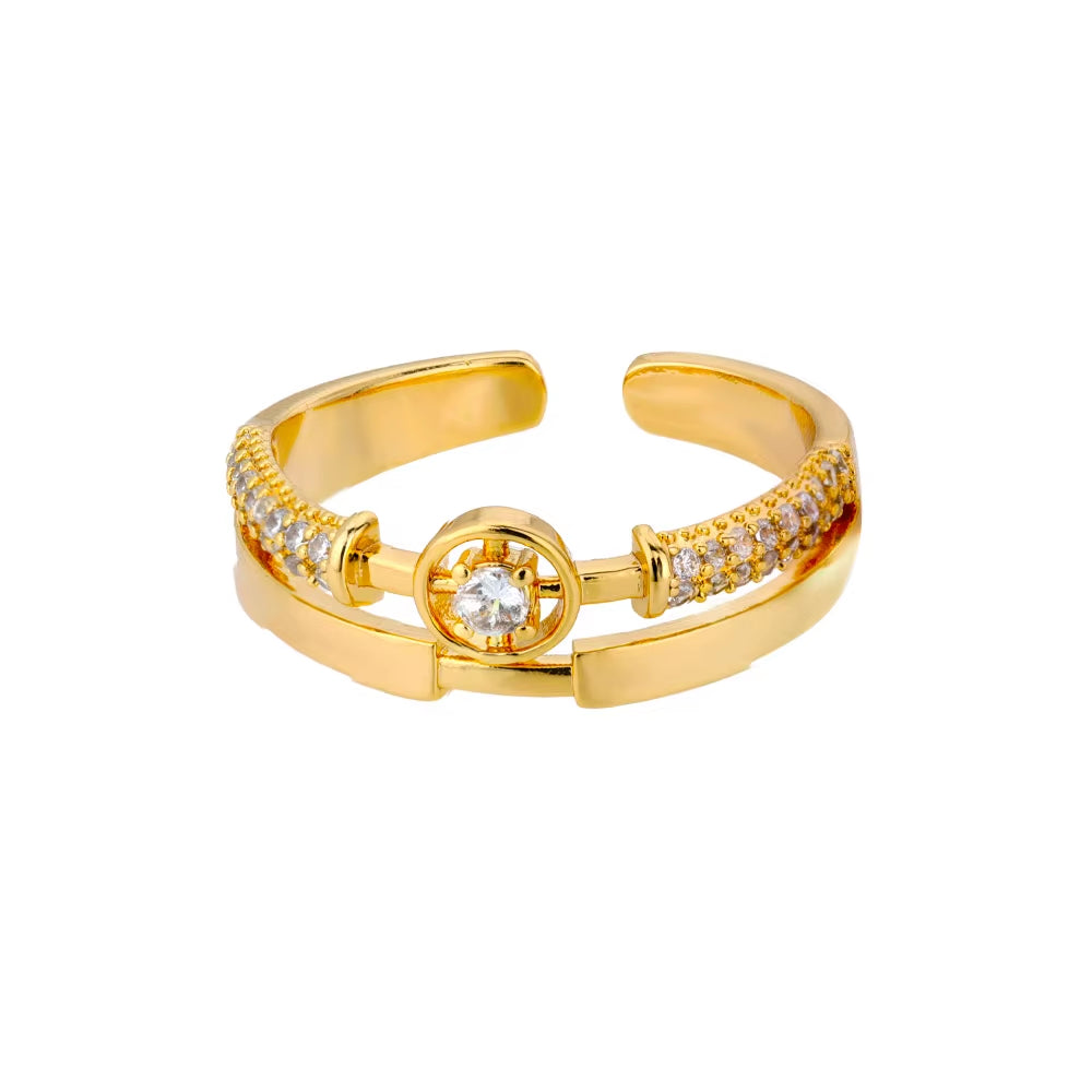 Fashion Star Rings for Women Stainless Steel Gold Color Zircon round Irregular Adjustable Ring Femme Wedding Jewelry Gift Bff