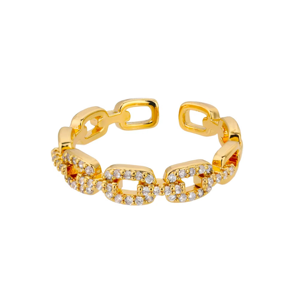 Fashion Star Rings for Women Stainless Steel Gold Color Zircon round Irregular Adjustable Ring Femme Wedding Jewelry Gift Bff