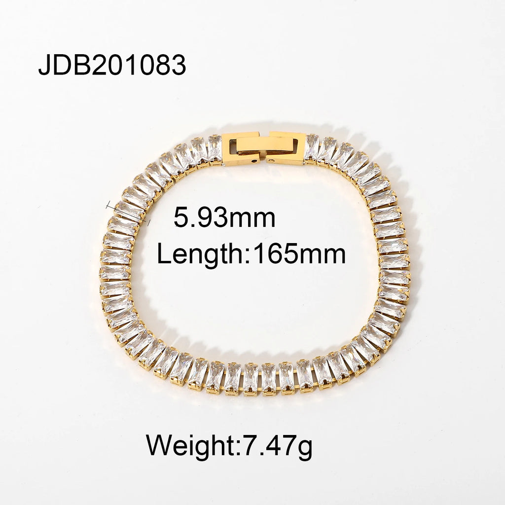 Maximalist Dipped with Cubic Zirconia Gemstones Stainless Steel Bracelet for Women Jewelry Gift Bracelet Waterproof Jewel