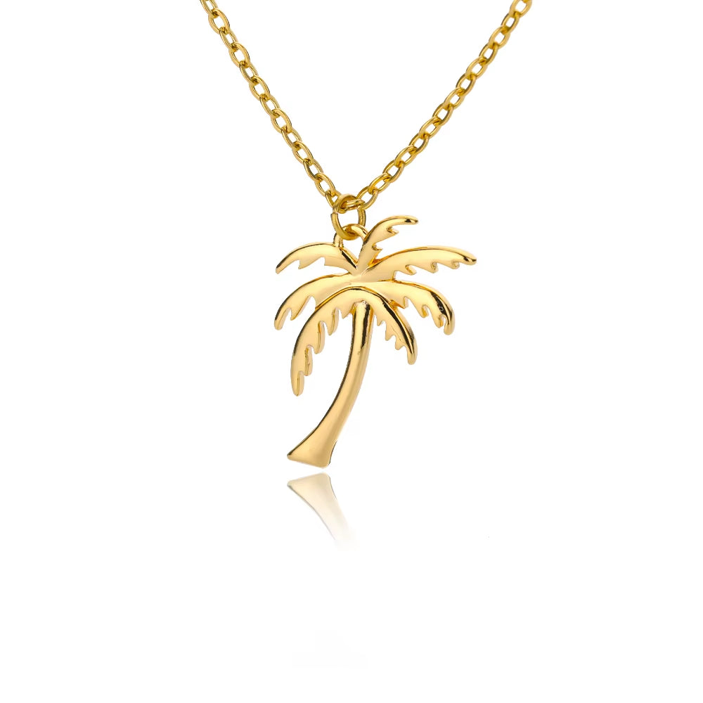 Coconut Palm Tree Necklace for Women Dainty Stainless Steel Palm Necklace Bohomian Jewelry Summer Ocean Beach Accessories