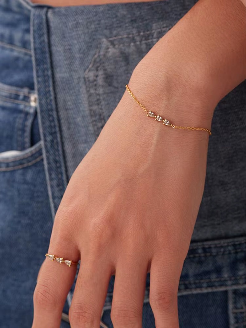Maximalist Dipped with Cubic Zirconia Gemstones Stainless Steel Bracelet for Women Jewelry Gift Bracelet Waterproof Jewel