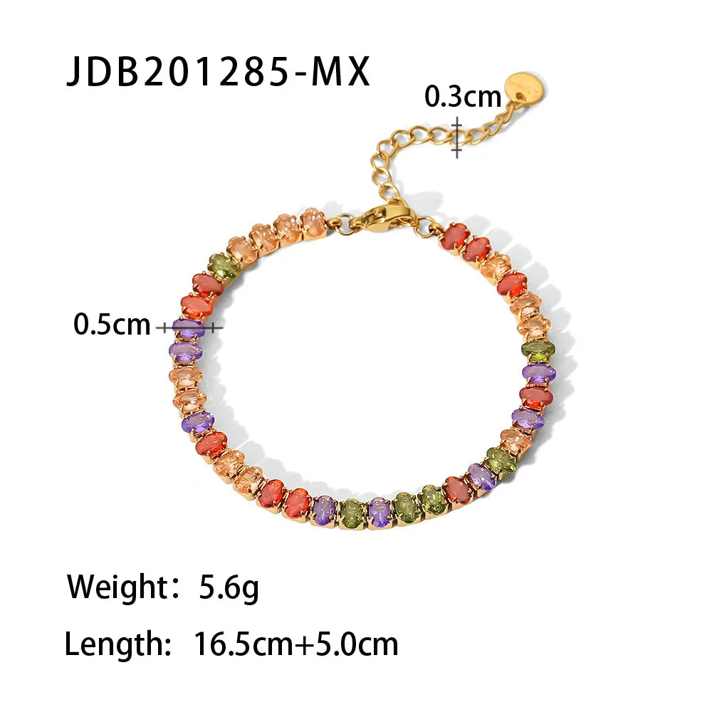 Maximalist Dipped with Cubic Zirconia Gemstones Stainless Steel Bracelet for Women Jewelry Gift Bracelet Waterproof Jewel