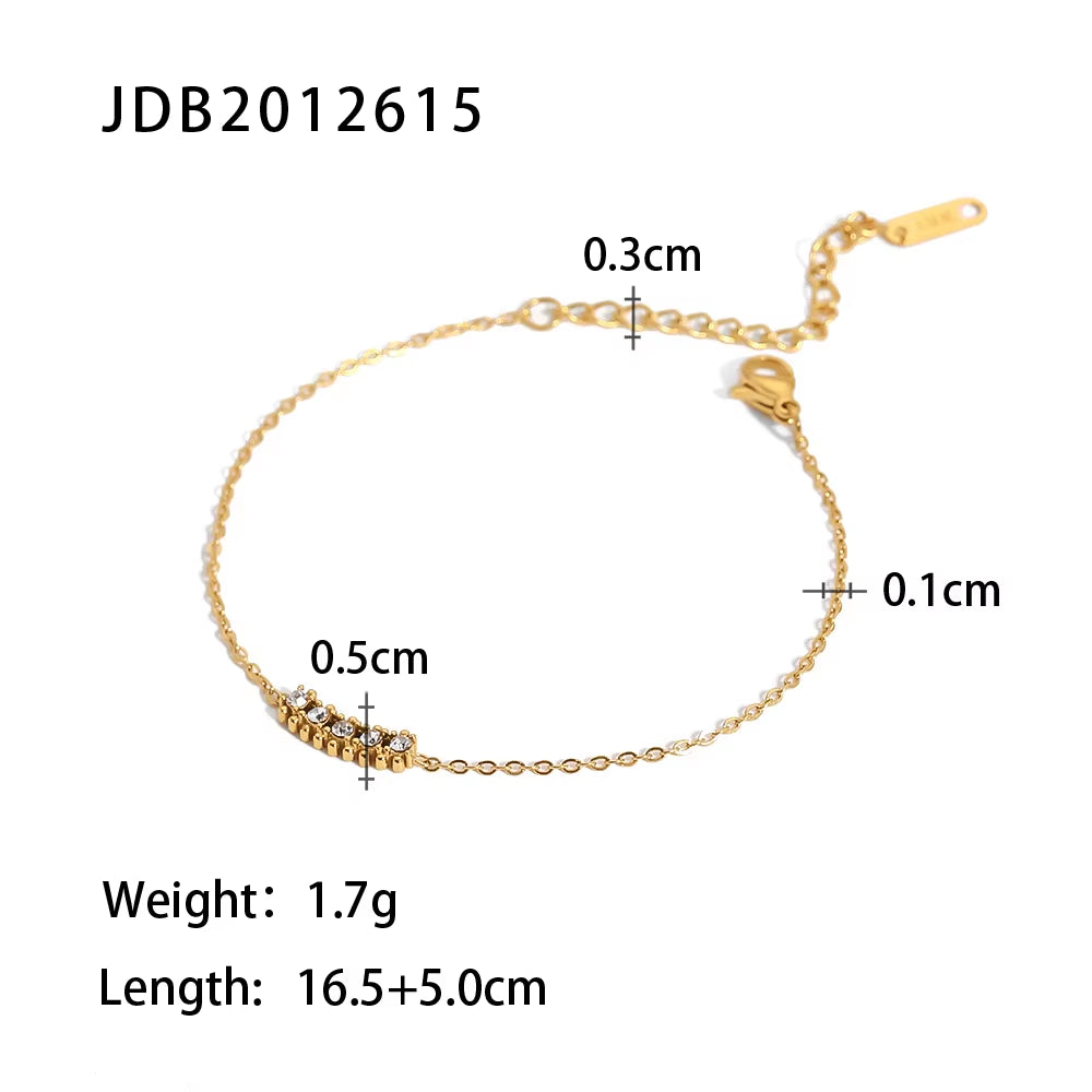 Maximalist Dipped with Cubic Zirconia Gemstones Stainless Steel Bracelet for Women Jewelry Gift Bracelet Waterproof Jewel