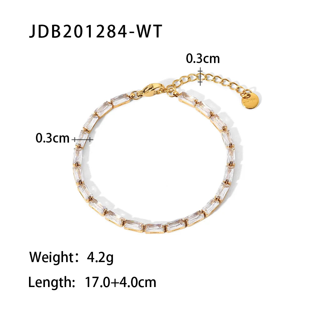 Maximalist Dipped with Cubic Zirconia Gemstones Stainless Steel Bracelet for Women Jewelry Gift Bracelet Waterproof Jewel