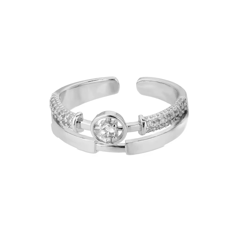 Fashion Star Rings for Women Stainless Steel Gold Color Zircon round Irregular Adjustable Ring Femme Wedding Jewelry Gift Bff