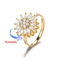 Rotating Sun Opal Ring for Women Stainless Steel Retro Charm Adjustable Open Rings Party Jewelry Best Friend Gift Bijoux Femme