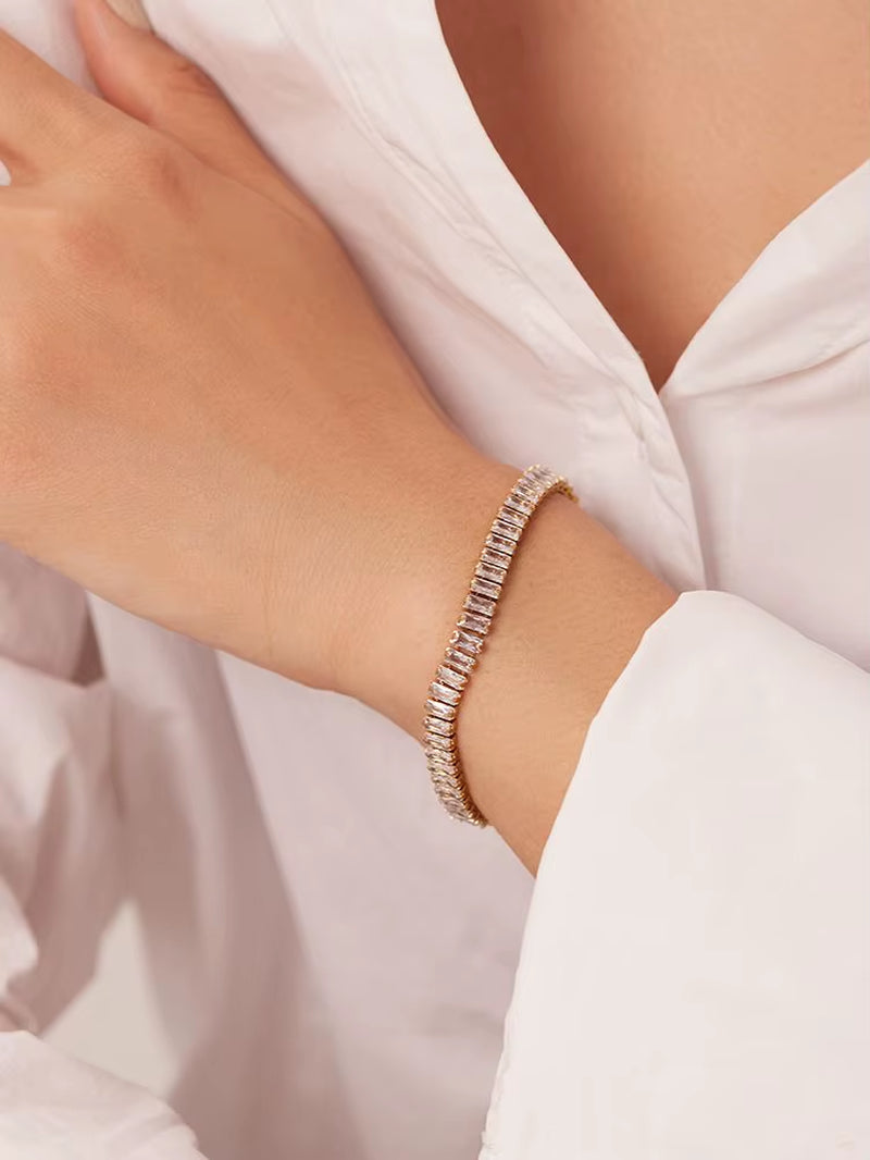Maximalist Dipped with Cubic Zirconia Gemstones Stainless Steel Bracelet for Women Jewelry Gift Bracelet Waterproof Jewel